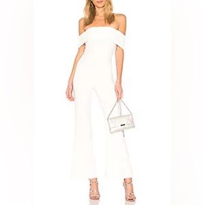 Off the shoulder white jumpsuit
